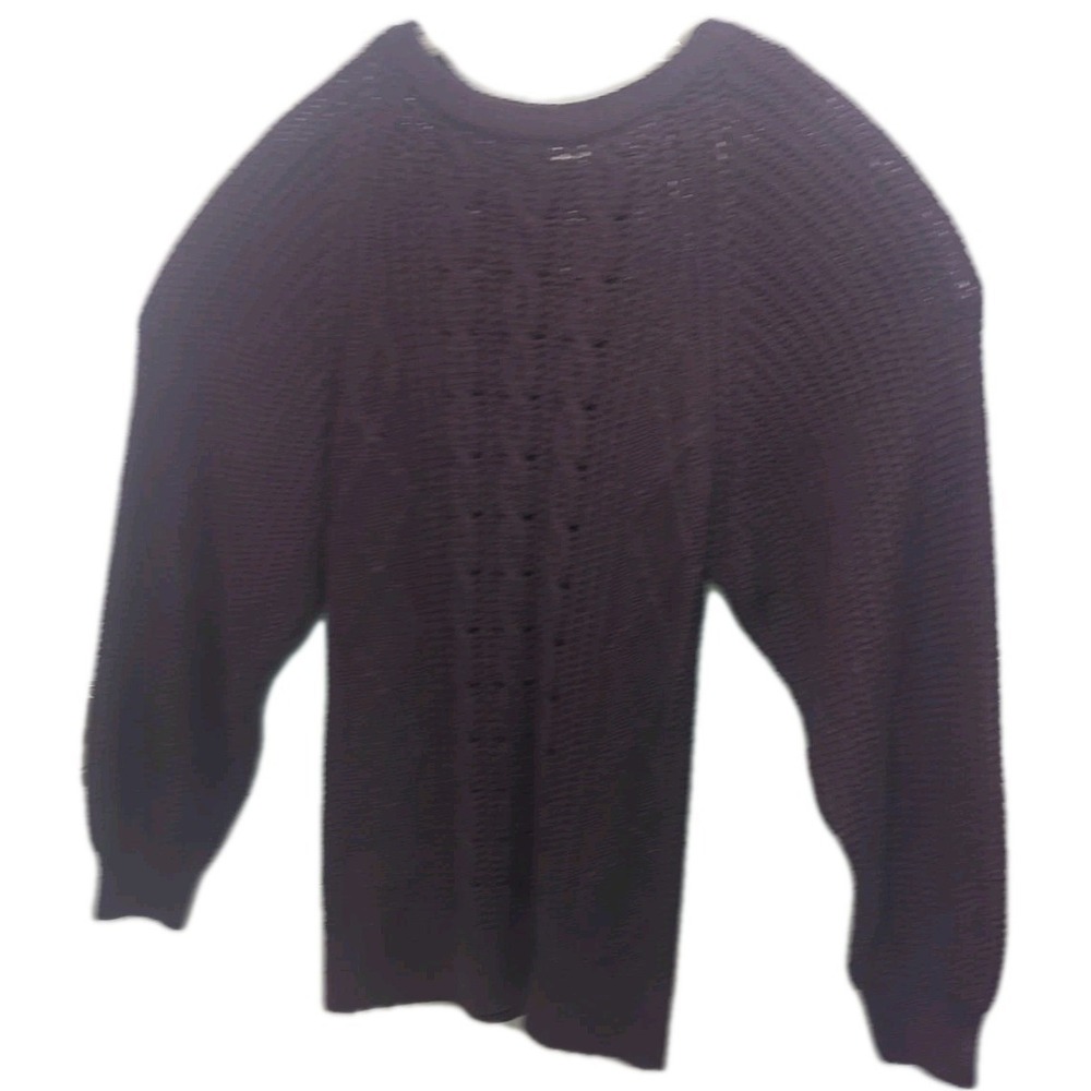 Go Silk for L'Zinger Sweater Oversized 100% Silk Vintage Plum‎ Purple Cable Knit